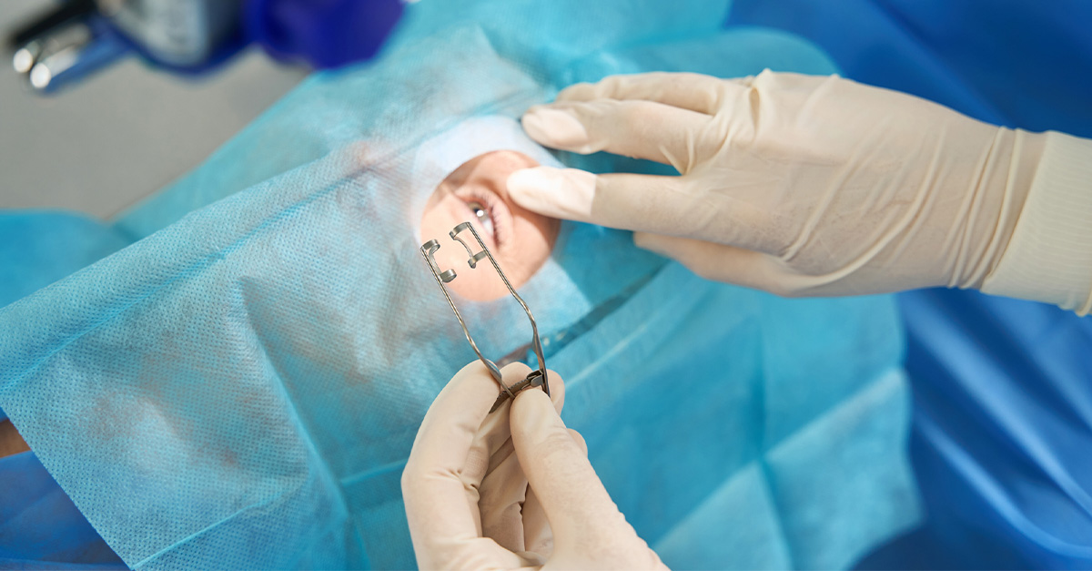 A lady receiving laser cataract surgery.